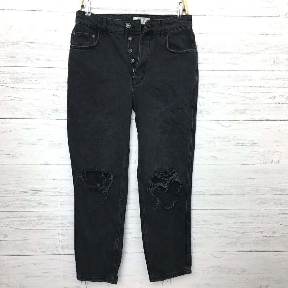 Free People We The Free Faded Black High Rise Jeans Distressed size 27
